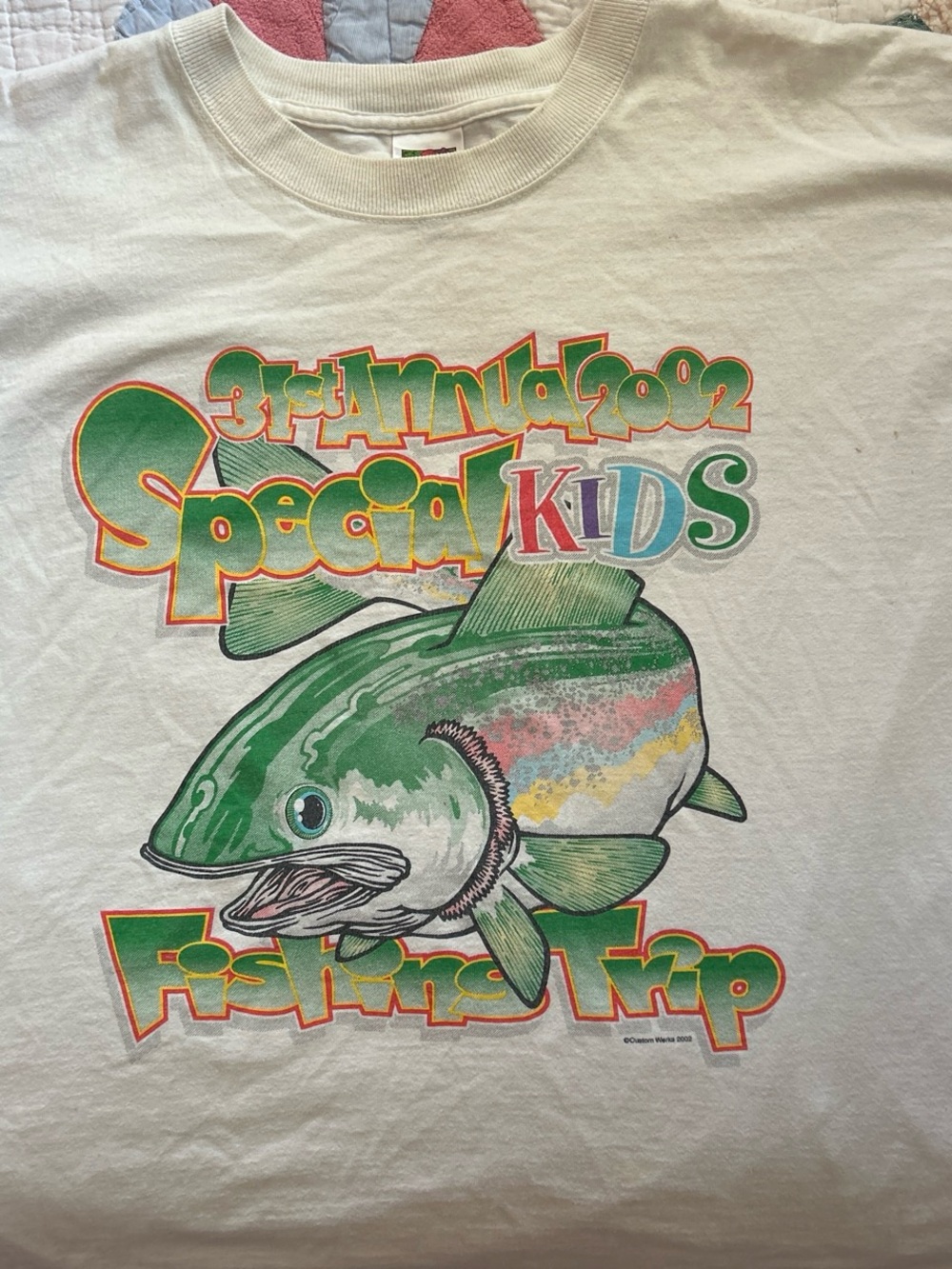 Cute white vintage 2000s oversized fishing tee y2k size XL